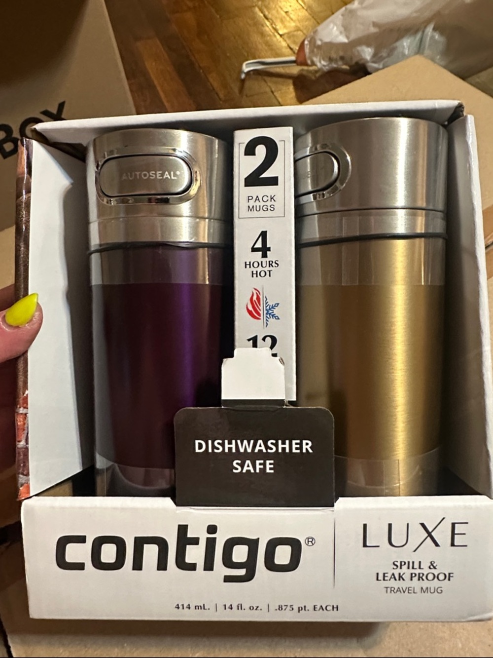 Contigo Luxe 2-Pack Travel Mugs in Purple and Gold Metallic